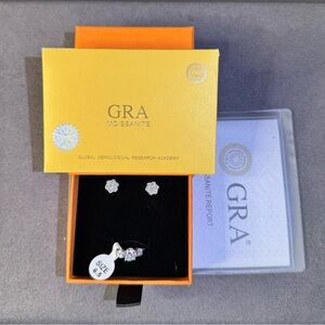 GRA Moissanite Earrings and Ring Set